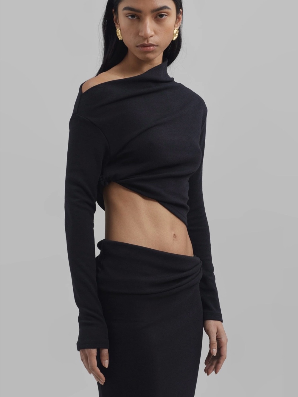 The Frankie Shop Margot Asymmetric Top - Black